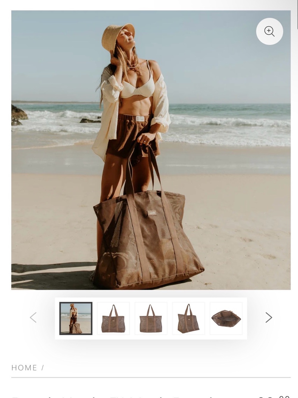 Large Brown Sande Tote Bag with Double Straps